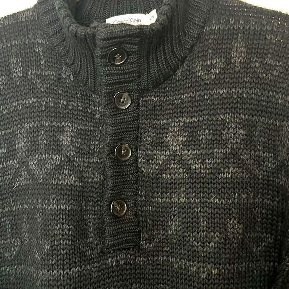 Calvin Klein’s Mens oversized wool 4 button mock neck cabincore sweater size XL - Picture 3 of 7